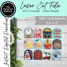 Load image into Gallery viewer, Mini Arch Sign Set Vol 2 SVG Sign Bundle |  Seasonal Interchangeable Mini Sign Bundle | SVG Laser Cut File | Boho Signs
