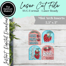 Load image into Gallery viewer, Strawberry Mini Arch Sign Set SVG Sign Bundle |  Seasonal Interchangeable Mini Sign Bundle | SVG Laser Cut File | Boho Signs
