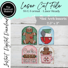 Load image into Gallery viewer, Gingerbread Mini Arch Sign Set SVG Sign Bundle |  Seasonal Interchangeable Mini Sign Bundle | SVG Laser Cut File | Boho Signs

