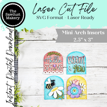 Load image into Gallery viewer, Spring Flowers Mini Arch Sign Set SVG Sign Bundle |  Seasonal Interchangeable Mini Sign Bundle | SVG Laser Cut File | Boho Signs
