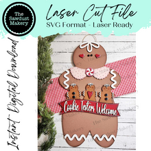 Load image into Gallery viewer, Gingerbread Cookie Tester Sign Door Hanger SVG File  | Laser Cut File | Gingerbread SVG File | Door Hanger svg | Peppermint | Christmas SVG
