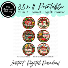 Load image into Gallery viewer, Teacher Christmas  3" Round Printables

