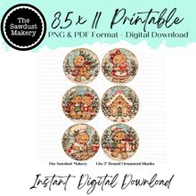 Load image into Gallery viewer, Vintage Gingerbread Christmas  3" Round Printables
