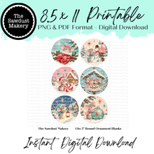 Load image into Gallery viewer, Retro Vintage Christmas Mice 3" Round Printables
