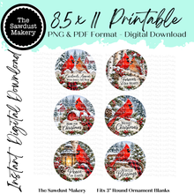 Load image into Gallery viewer, Cardinal Christmas 3" Round Printables
