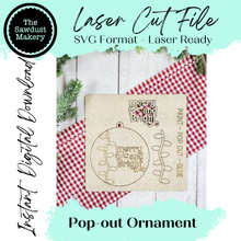 Load image into Gallery viewer, Merry &amp; Bright Pop-Out Christmas Ornament SVG File | Laser Cut File | Christmas Ornament SVG | DIY Ornament Bar svg
