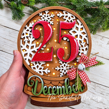 Load image into Gallery viewer, December 25 Christmas Globe Laser Cut File | Light Up Shelf Sitter SVG (Digital Download)
