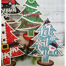 Load image into Gallery viewer, Standing Christmas Tree SVG Laser File | Christmas Tree SVG | Mantle SVG Decor | Christmas Tree Decor | Snowflake Trees | Glowforge Files
