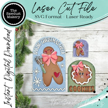 Load image into Gallery viewer, Interchangeable Arched Bundle Set Boho Sign Insert | Gingerbread Christmas Arch Sign Set |  Laser File  | Seasonal Interchangeable SVG
