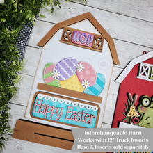 Load image into Gallery viewer, Interchangeable Barn for Seasonal Truck Inserts SVG  | Interchangeable Laser Cut File | Interchangeable Truck Insert Base | Farmhouse Decor
