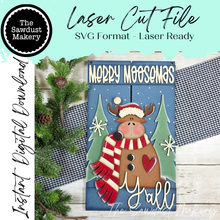 Load image into Gallery viewer, Merry Moosemas Door Hanger SVG File | Laser Cut Moose Pallet Sign (Digital Download)

