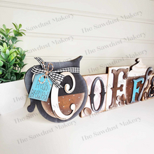 Load image into Gallery viewer, Coffee Word Block SVG |  Word Block SVG | SVG File | Laser Cut File | Glowforge | Mantle Decor svg | Coffee Bar Sign svg | Coffee Bar Word
