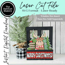 Load image into Gallery viewer, Add-on for Interchangeable Window Box | Moose Christmas Window Box Insert SVG | Laser Cut File | Window Box Shelf Sitter
