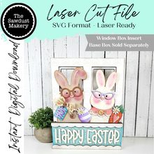 Load image into Gallery viewer, Add-on for Interchangeable Window Box | Bunny Couple Window Box Insert SVG | Laser Cut File | Window Box Shelf Sitter
