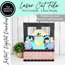 Load image into Gallery viewer, Add-on for Interchangeable Window Box | Spring Blossom Window Box Insert SVG | Laser Cut File | Window Box Shelf Sitter
