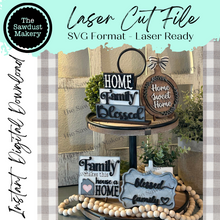 Load image into Gallery viewer, Home Tiered Tray SVG File | Laser Cut File | Home svg | Family | Home Sweet Home Laser File | Farmhouse SVG
