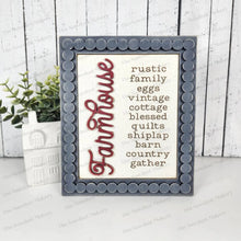 Load image into Gallery viewer, Farmhouse Sign Trio Bundle Laser Cut File |  Interchangeable Frame | Prim Farmhouse Sign Inserts | 5" x 6.25" signs
