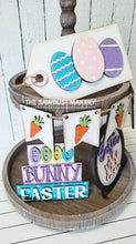 Load image into Gallery viewer, Easter Tiered Tray SVG File | Bunny svg | Laser Cut File | Glowforge | Easter SVG File | SVG | Easter Eggs | Carrot Banner | Bunnies
