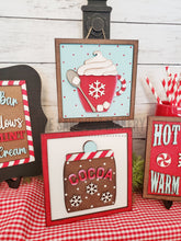 Load image into Gallery viewer, 6&quot; x 6&quot; Hot Cocoa Bar Sign Laser SVG File | Laser Cut File | Interchangeable Frame | Leaning Ladder SVG | Laser Cut Hot Cocoa signs
