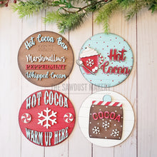 Load image into Gallery viewer, 6&quot; Round Hot Cocoa Bar Sign Set SVG File | Laser Cut File | Interchangeable Frame | Hot Cocoa | Marshmallow | Peppermint | Hot Cocoa SVG
