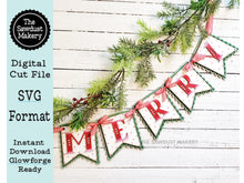 Load image into Gallery viewer, Merry Banner SVG | Laser Cut File | Glowforge | Christmas SVG | Banner | Merry SVG | Christmas SVG
