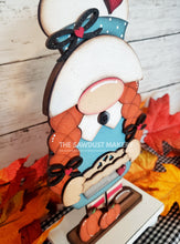 Load image into Gallery viewer, Fall Pilgrim Thanksgiving Girl Gnome SVG File | Laser Cut File | Standing Pilgrim Gnome SVG File | Gnome Shelf Sitter | Gnome | Pumpkin Pie
