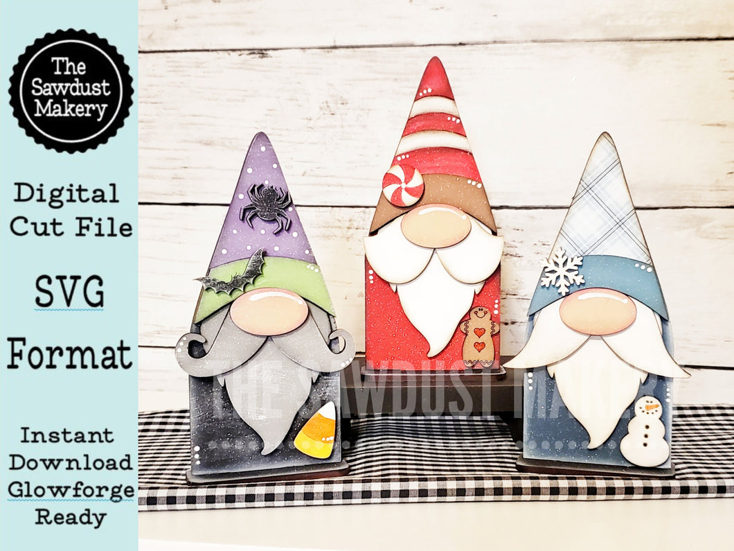 Build a Gnome Seasonal Bundle SVG File | Laser Cut File | Christmas Ornaments | Ornament SVG | Christmas svg | Gnomes SVG | Interchangeable