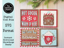 Load image into Gallery viewer, 6&quot; x 6&quot; Hot Cocoa Bar Sign Laser SVG File | Laser Cut File | Interchangeable Frame | Leaning Ladder SVG | Laser Cut Hot Cocoa signs
