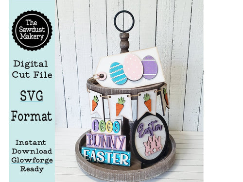 Easter Tiered Tray SVG File | Bunny svg | Laser Cut File | Glowforge | Easter SVG File | SVG | Easter Eggs | Carrot Banner | Bunnies