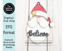 Load image into Gallery viewer, Santa Claus Door Hanger SVG File | Laser Cut File | Santa SVG File | Door Hanger svg | Christmas svg | Santa svg | Believe svg
