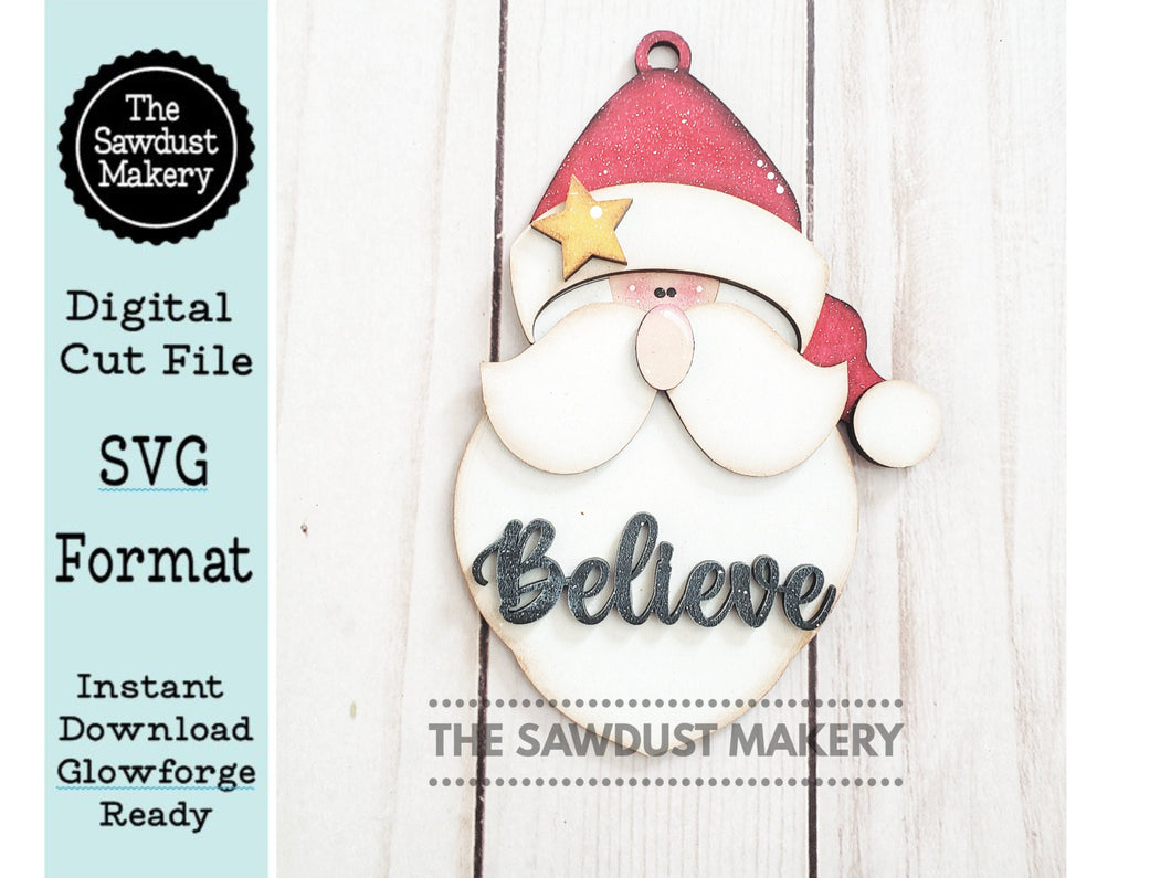 Santa Claus Door Hanger SVG File | Laser Cut File | Santa SVG File | Door Hanger svg | Christmas svg | Santa svg | Believe svg