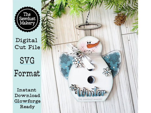 Winter Snow Angel Christmas Ornament SVG File | Laser Cut File | Christmas Ornament SVG | Snowman Ornament | Let it Snow | Snow Angel SVG