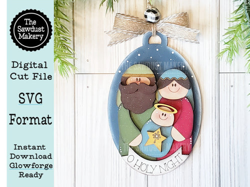 Christmas Blessing Nativity Ornament SVG File | Laser Cut File | Away in a Manger | Nativity SVG | O Holy Night | Christmas SVG