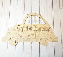 Load image into Gallery viewer, Cupid &amp; Company Love Bug Car Door hanger SVG Laser File | Valentine Laser Cut Files | Laser Ornament SVG | Glowforge | Valentine Door Hanger
