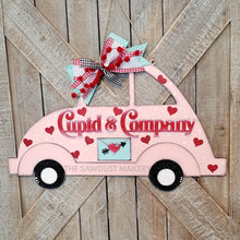 Load image into Gallery viewer, Cupid &amp; Company Love Bug Car Door hanger SVG Laser File | Valentine Laser Cut Files | Laser Ornament SVG | Glowforge | Valentine Door Hanger
