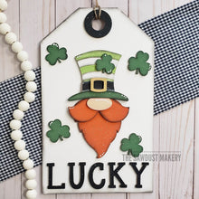 Load image into Gallery viewer, Lucky Gnome Door Hanger SVG | St. Patrick&#39;s Day SVG | Door Hanger | SVG File | Laser Cut File | Glowforge | Tag Door Hanger
