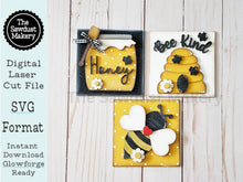 Load image into Gallery viewer, Bee Interchangeable Sign Laser SVG File | Laser Cut File | Interchangeable Farmhouse Frame | Leaning Ladder | Bee Laser Signs
