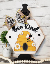 Load image into Gallery viewer, Bee Kind Door Hanger SVG File | Bee Hive SVG | Laser Cut File | Glowforge | Bee SVG File | Honey | Bees | Honey Bee | Bee Kind
