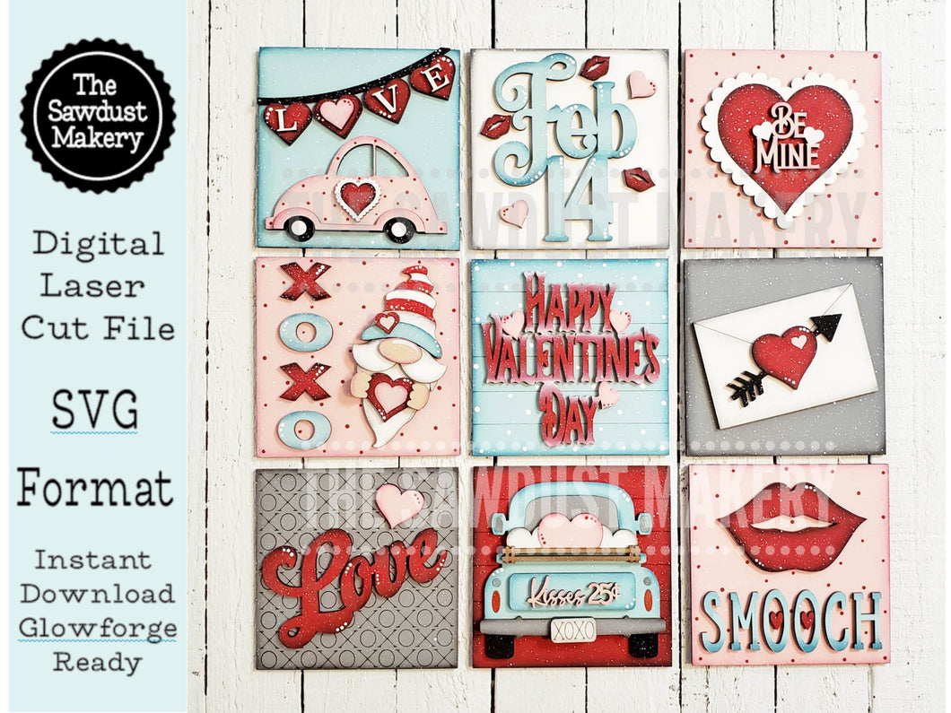 Valentine Laser Cut Files | Valentine Interchangeable Leaning Sign Bundle File SVG | Glowforge | Valentine Tiered Tray SVG | Farmhouse Frame