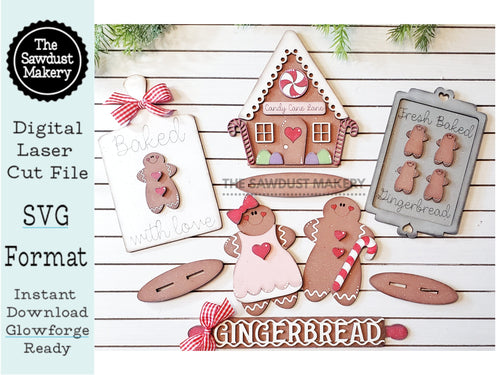 Gingerbread Baking SVG File | Laser Cut File | Glowforge | Gingerbread House | Christmas | Candy Cane | Gingerbread Laser Cut File