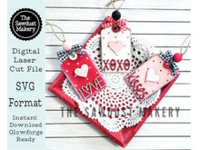 Load image into Gallery viewer, Farmhouse Valentine Tag Ornaments digital cut file laser | Laser Cut File | Glowforge | Valentine SVG | XOXO | Love | SVG
