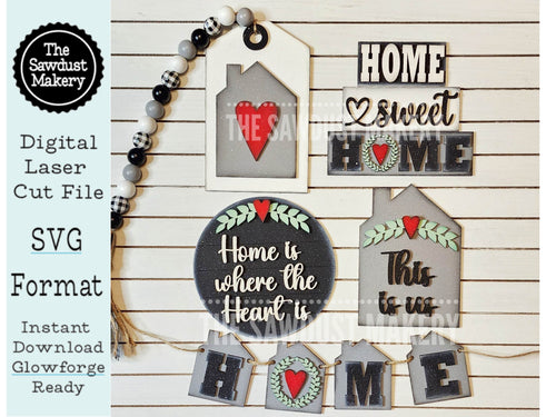 Home Sweet Home Tiered Tray SVG File | Laser Cut File | Home svg | Home is where the Heart is SVG | This is us svg | Farmhouse SVG