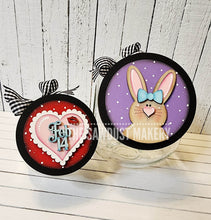 Load image into Gallery viewer, Vol. 7 ~ 12 Month Seasonal Round Bundle | Candy/Mason/Cookie Jar lid Interchangeable Frame SVG | Laser Cut File | Interchangeable Frame
