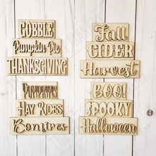 Load image into Gallery viewer, Fall Word Stackers | Fall Mini Block SVG | SVG File | Laser Cut File | Glowforge | Fall Havest Tiered Tray SVG Add-on laser cut svg file
