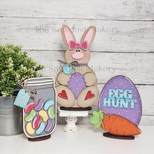 Load image into Gallery viewer, Standing Easter Shelf Sitter SVG | Laser Cut File | Glowforge | Easter SVG | Bunny laser cut file | Bunny svg | Easter Mantle Decor
