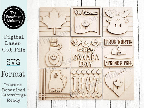 Canada Day Sign Bundle Laser Cut File | Farmhouse Interchangeable Leaning Sign Bundle File SVG | Glowforge | Farmhouse Signs | Oh Canada