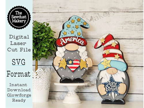 Add-on Interchangeable Gnome SVG File | Patriotic USA Add - on | Laser Cut File | 4th of July Gnome SVG File | Gnome | Gnome Shelf Sitter