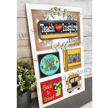 Load image into Gallery viewer, Teacher Appreciation Back to School Laser Cut File | Farmhouse Interchangeable Leaning Sign Bundle File SVG | Glowforge | Farmhouse Signs
