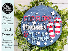 Load image into Gallery viewer, Patriotic Summer Door Hanger SVG File | Laser Cut File | 4th of July SVG File | Door Hanger svg | Summer svg |Firework and Freedom svg
