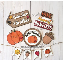 Load image into Gallery viewer, Fall SVG File | Laser Cut File | Glowforge | USA | Hello Pumpkin | Sweater Weather | Acorns | Pumpkin Pie | Bonfire | Fall SVG
